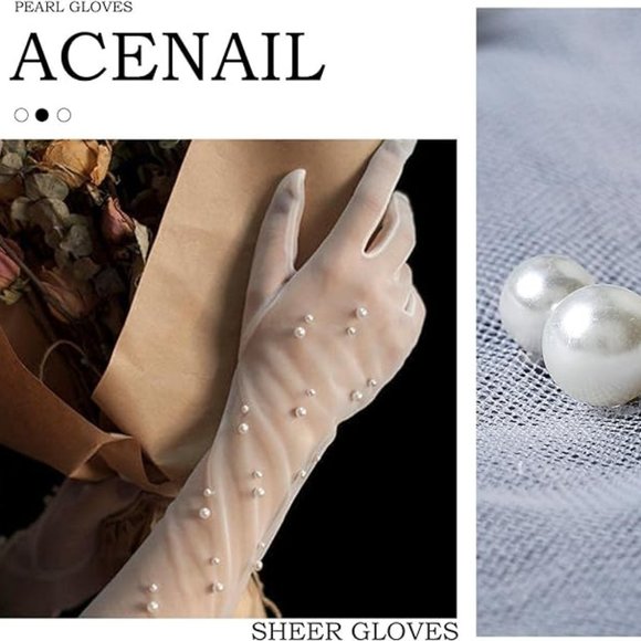 Pearl Tulle Wedding Gloves 🤍 - Picture 5 of 6